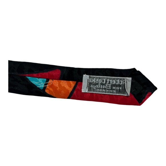 Vtg Robert Daskal for Seeley’s Hand Painted Silk Tie – Abstract Geometric Design - Picture 5 of 6